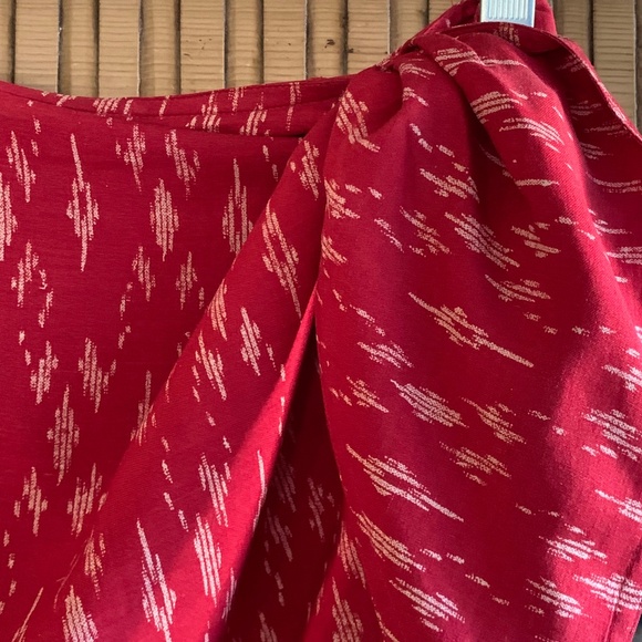 Lauren Ralph Lauren Dresses & Skirts - Vintage Lauren Ralph Lauren Red Silk Linen Sarong Wrap Skirt Size 6